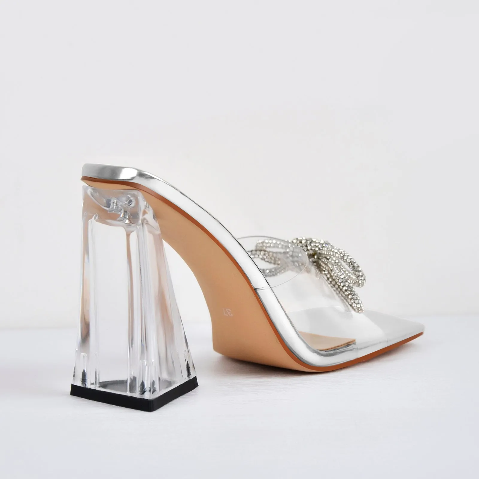 Square Toe Clear Band Diamante Bow Sandals sold by Onlymaker product image thumbnail 5