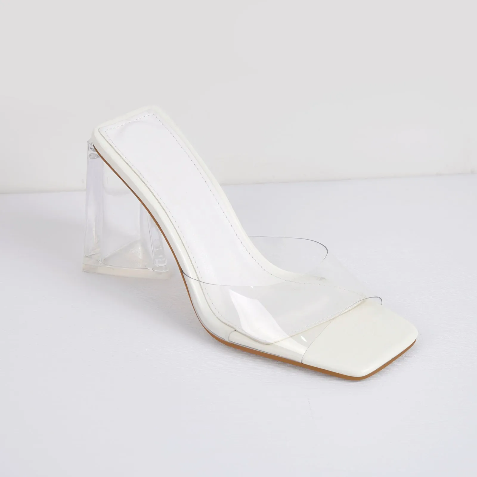White Green Clear Chunky Heel Sandals Mules sold by Onlymaker product image thumbnail 3