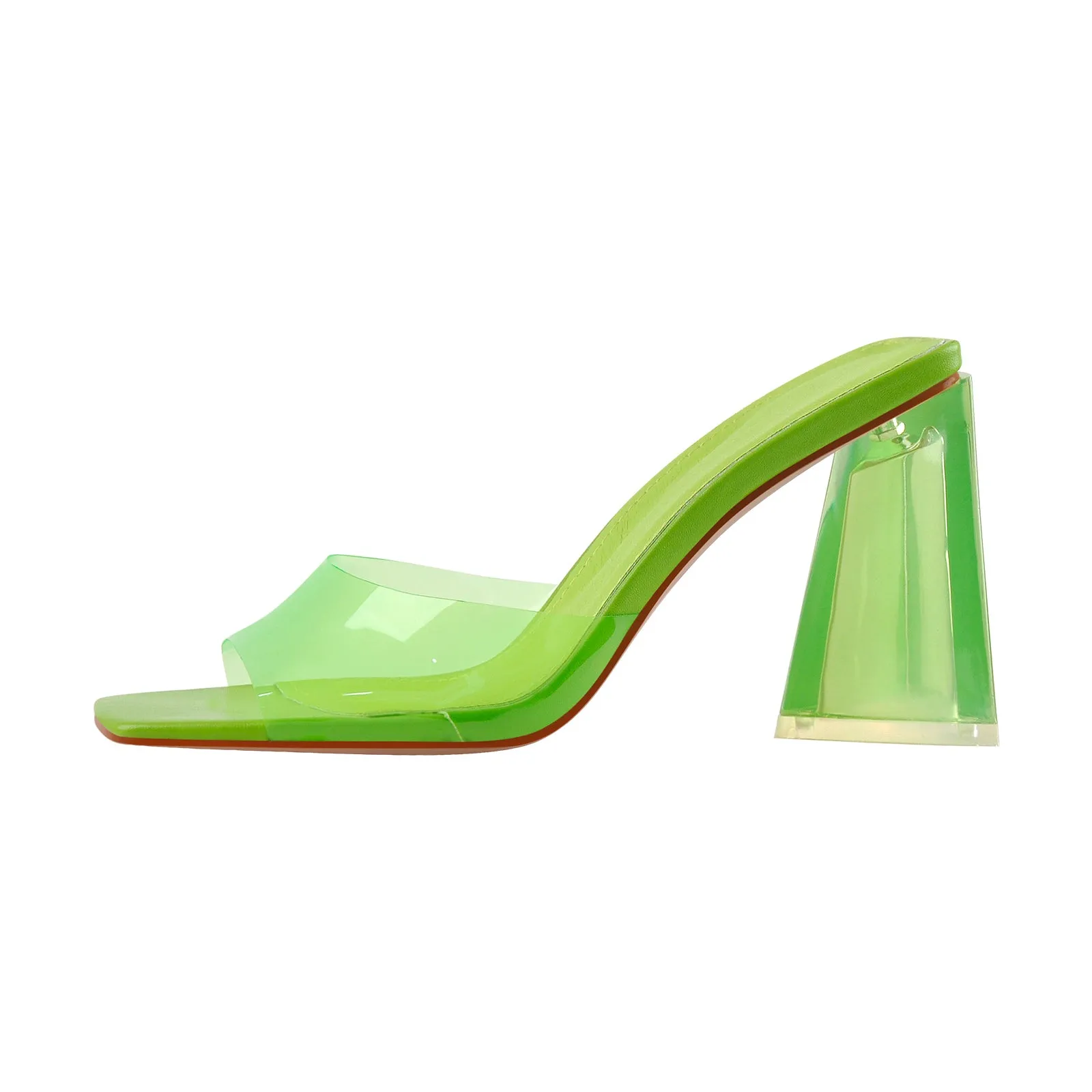 White Green Clear Chunky Heel Sandals Mules sold by Onlymaker product image thumbnail 2