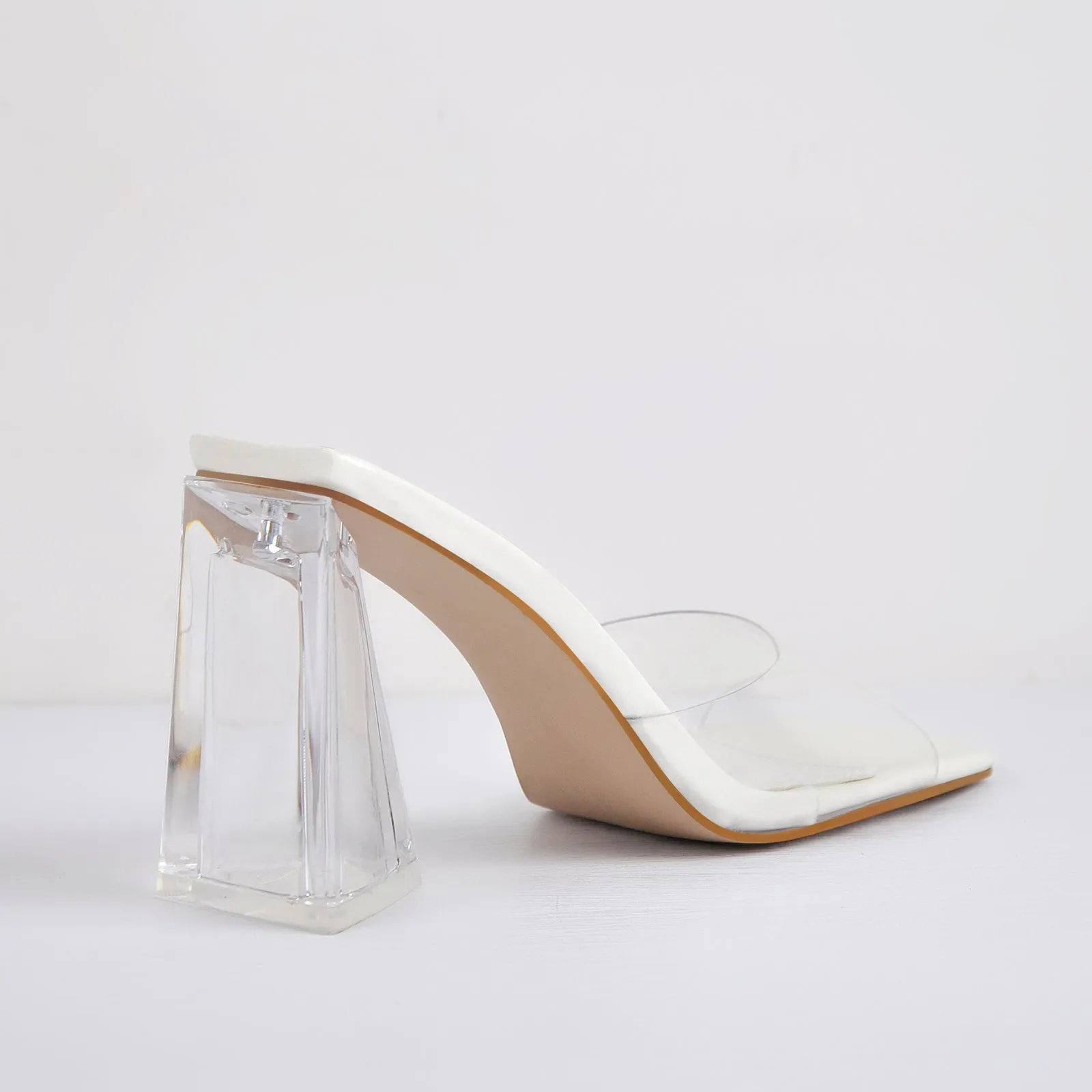 White Green Clear Chunky Heel Sandals Mules sold by Onlymaker product image thumbnail 4