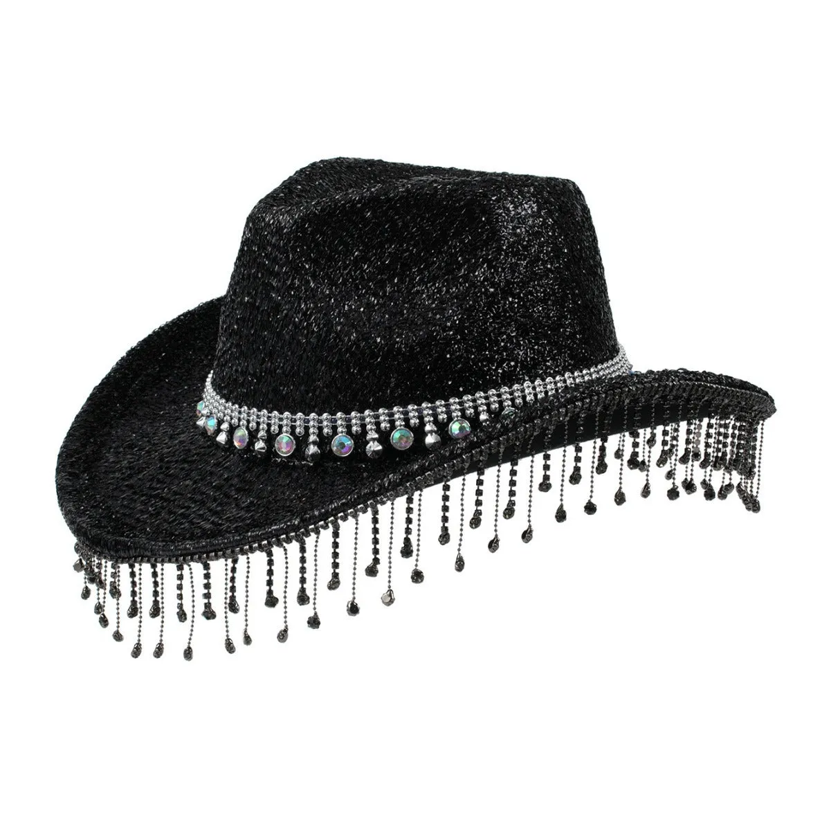 Fringe Rhinestone Glitter Cowboy Hat sold by Onlymaker