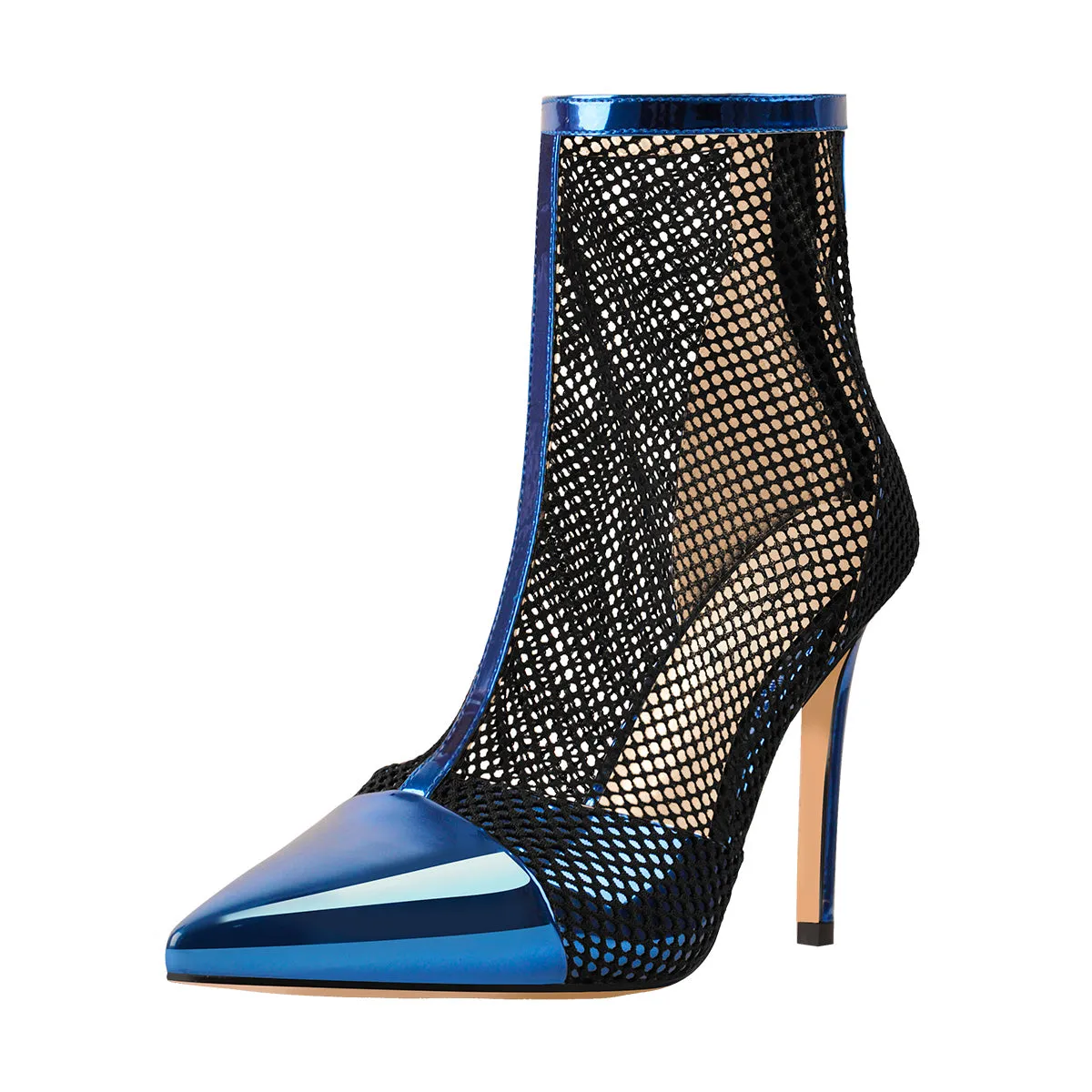 Pointed Toe Hollow Network Patent Leather High Heel Ankle Boots sold by Onlymaker product image thumbnail 3