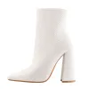 White Woven Pattern Back Zipper Squre Chunky Heel Ankle Boots sold by Onlymaker