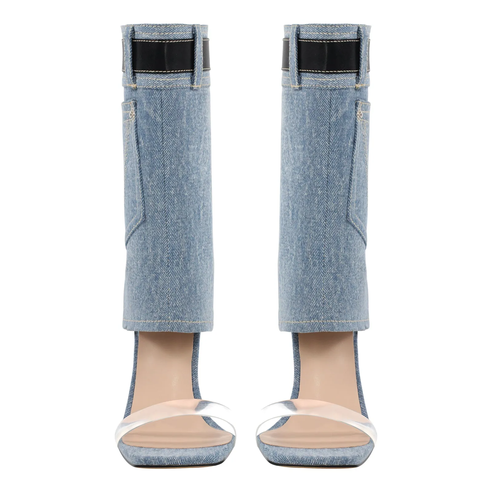 Denim Square Toe Stiletto Ankle Sandals sold by Onlymaker product image thumbnail 3