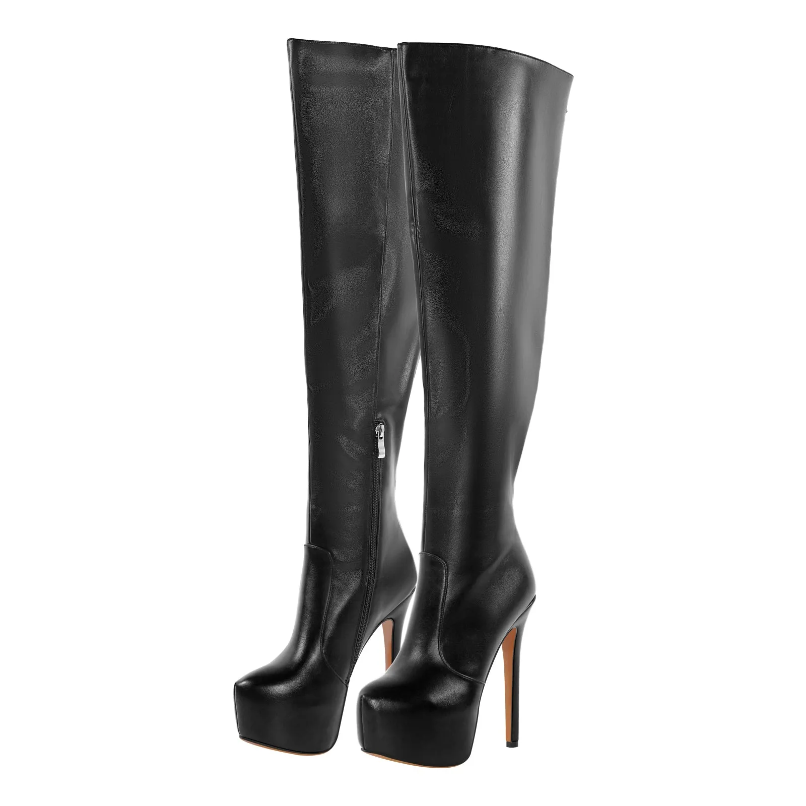 Black Platform Wide Thigh High Boots sold by Onlymaker product image thumbnail 2