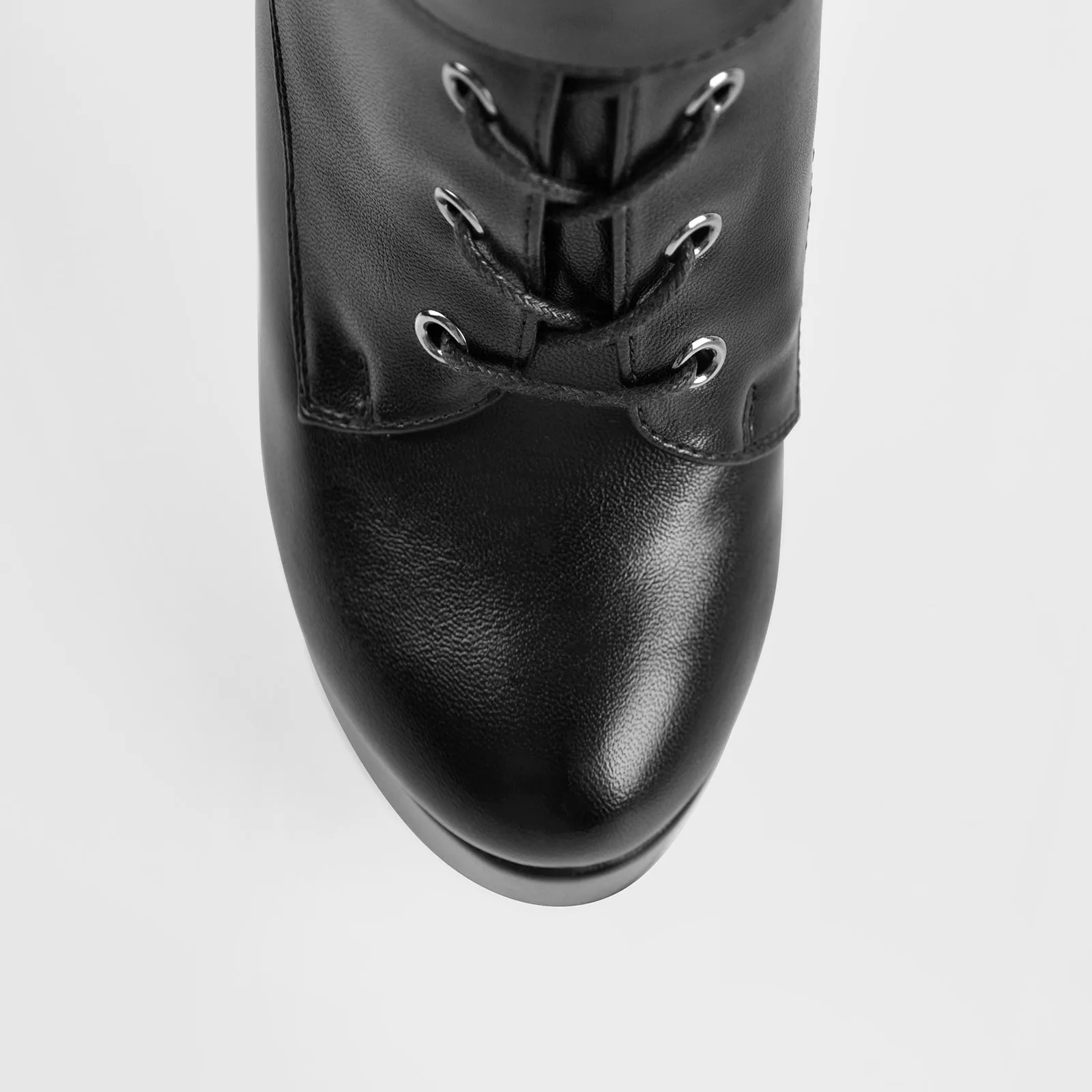 Black Round Toe Platform Belt Lace Zipper High Heel Boots sold by Onlymaker product image thumbnail 3