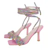 Open Toe Stiletto Rhinestone Lace up Sandals sold by Onlymaker