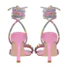 Open Toe Stiletto Rhinestone Lace up Sandals sold by Onlymaker