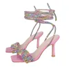 Open Toe Stiletto Rhinestone Lace up Sandals sold by Onlymaker