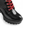 Patent Black Platform Red Lace Chunky Heel Ankle Boots sold by Onlymaker