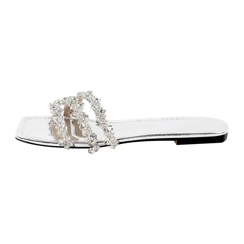 Rhinestone Straps Square Toe Flats sold by Onlymaker