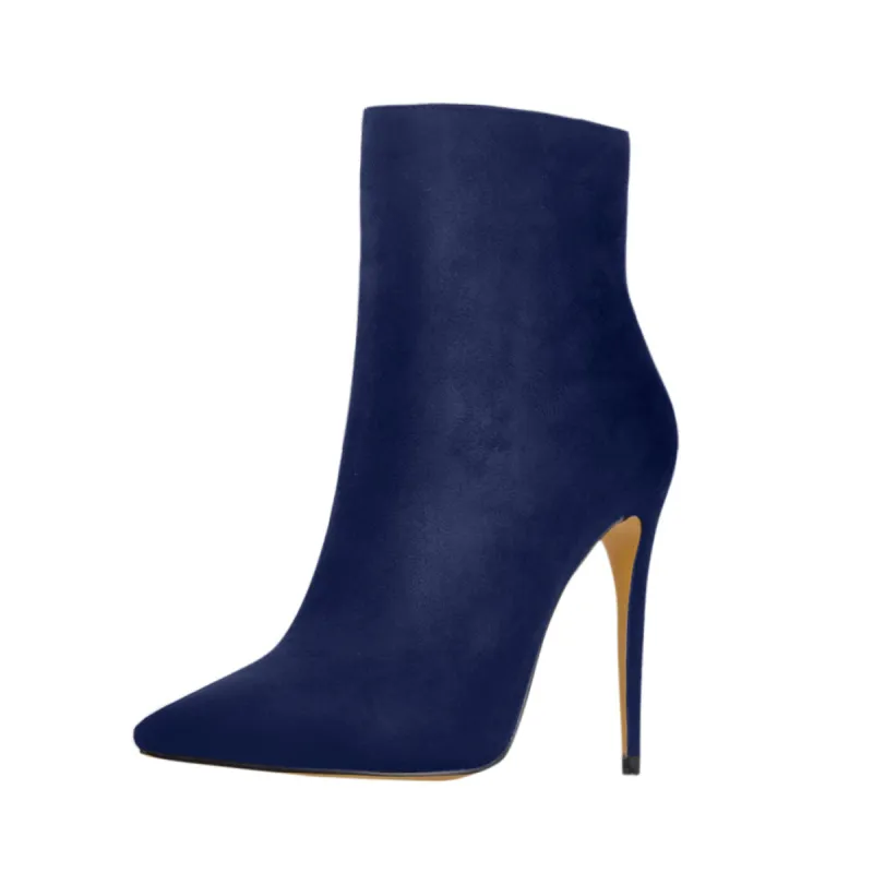 Blue Suede Pointy Toe Stiletto High Heel Ankle Boots sold by Onlymaker