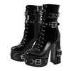 Rivet Belt Buckle Platform Lace-up Chunky Heel Boots sold by Onlymaker