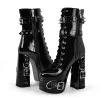 Rivet Belt Buckle Platform Lace-up Chunky Heel Boots sold by Onlymaker