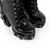 Rivet Belt Buckle Platform Lace-up Chunky Heel Boots sold by Onlymaker