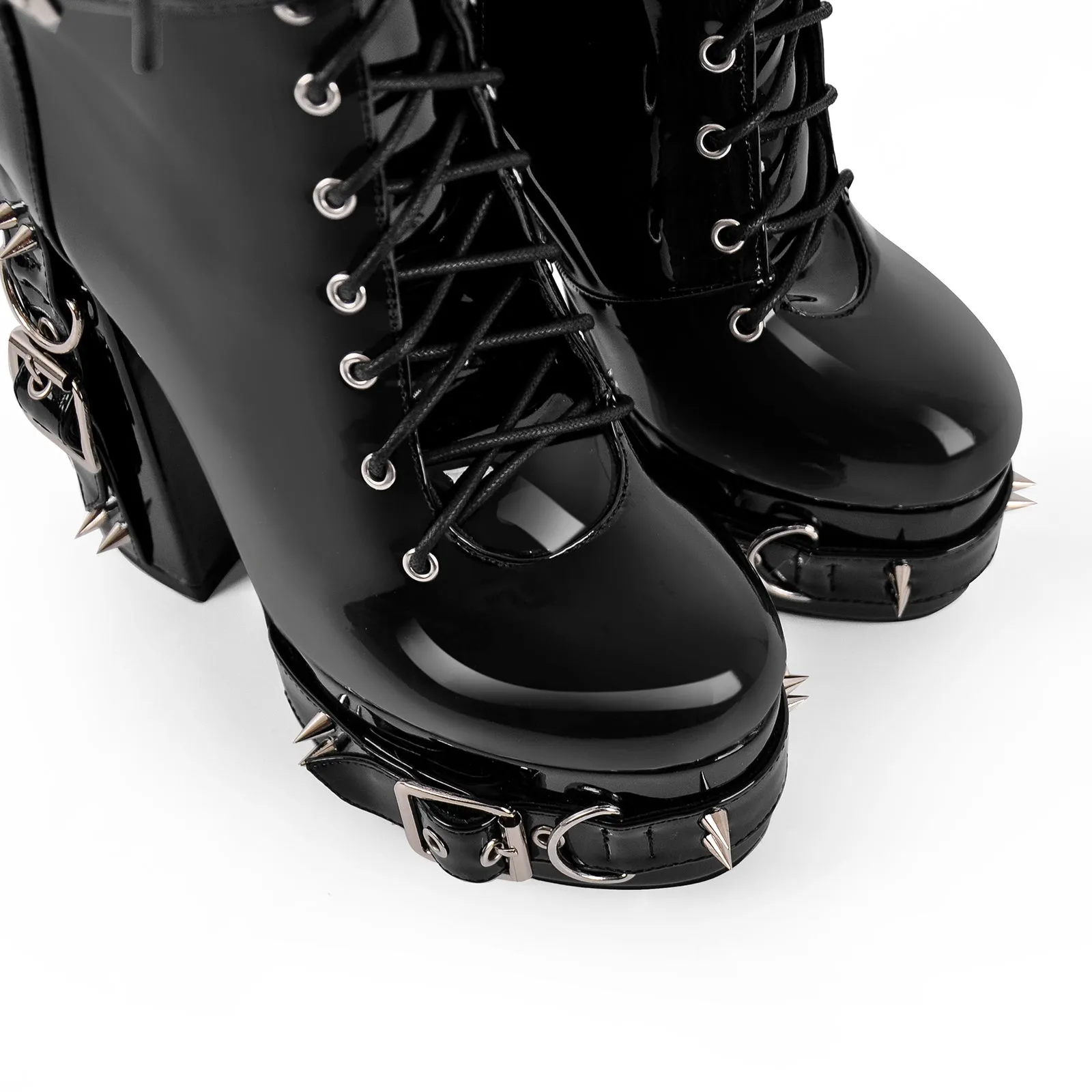 Rivet Belt Buckle Platform Lace-up Chunky Heel Boots sold by Onlymaker product image thumbnail 5