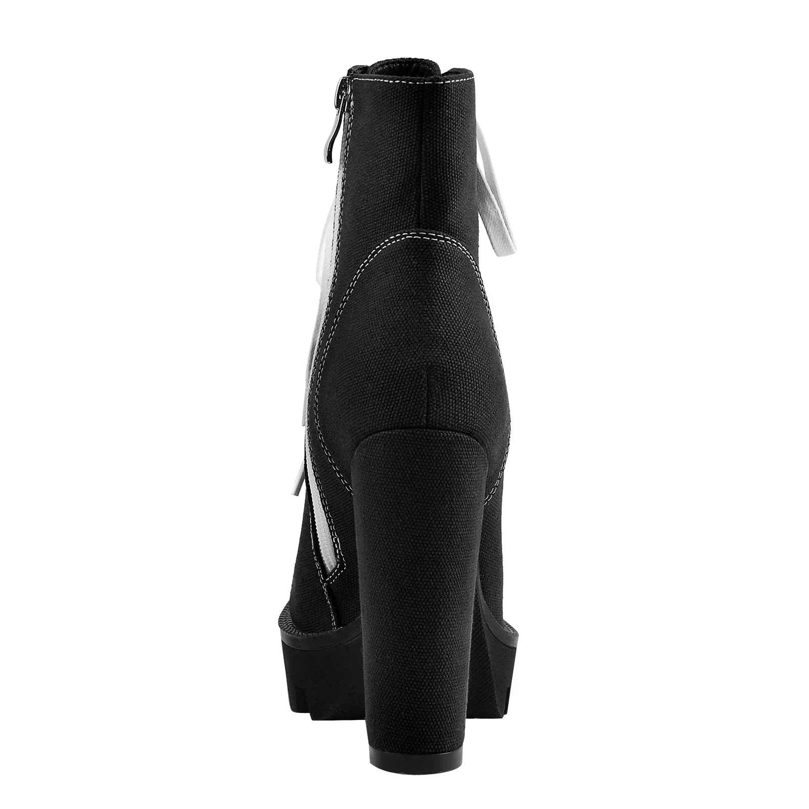 Platform Lace Up Canvas Chunky Heel Boots sold by Onlymaker product image thumbnail 4