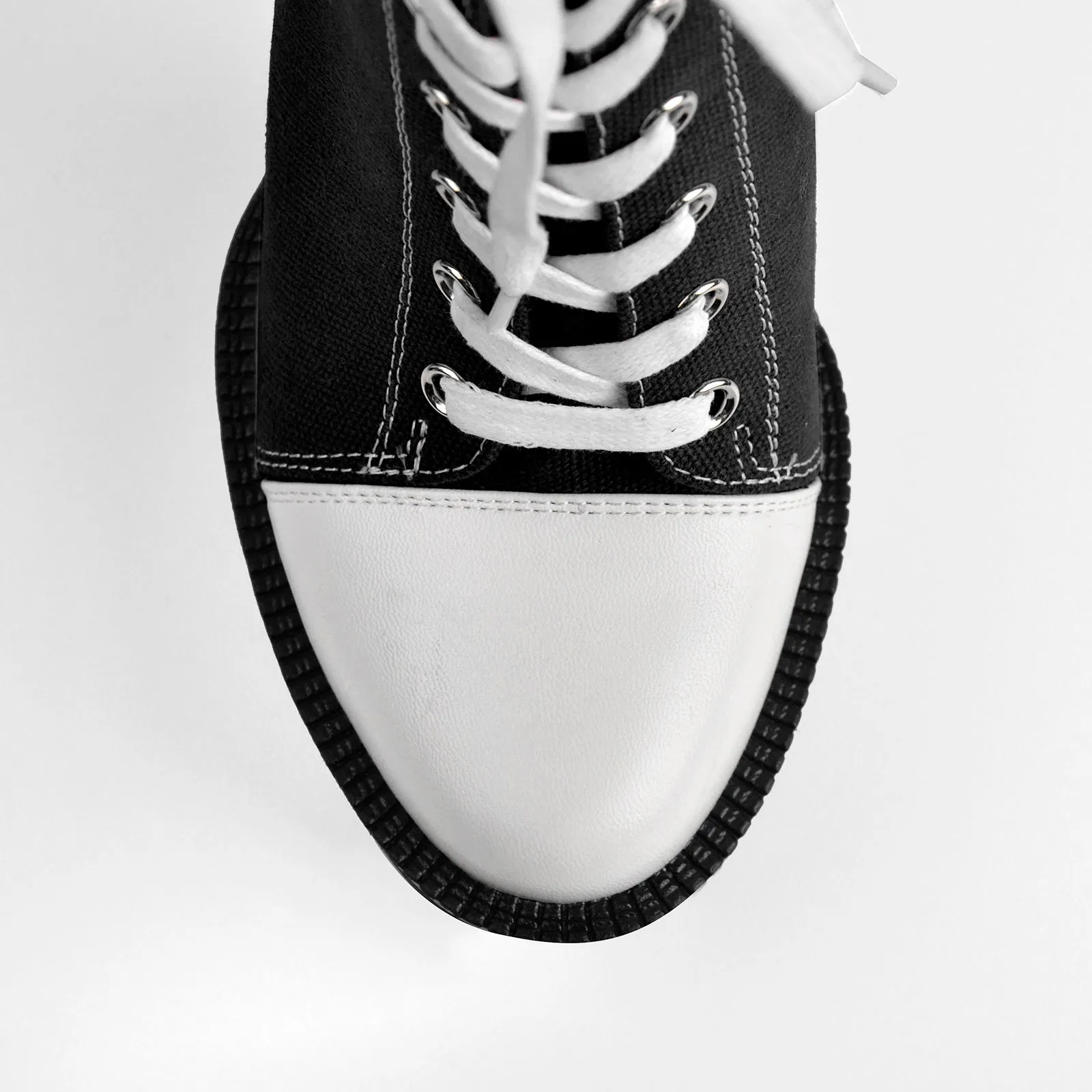 Platform Lace Up Canvas Chunky Heel Boots sold by Onlymaker product image thumbnail 3