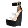 Suede Platform Transparent Strap Wedge Sandals sold by Onlymaker