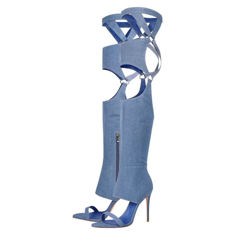 Pointed Toe Stiletto Over The Knee Sandals Boots sold by Onlymaker
