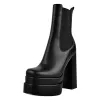 Double Platform Elastic Zipper Chunky Heel Ankle Boots sold by Onlymaker
