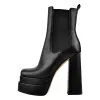 Double Platform Elastic Zipper Chunky Heel Ankle Boots sold by Onlymaker