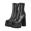 Double Platform Zipper Chunky Heel Ankle Boots sold by Onlymaker