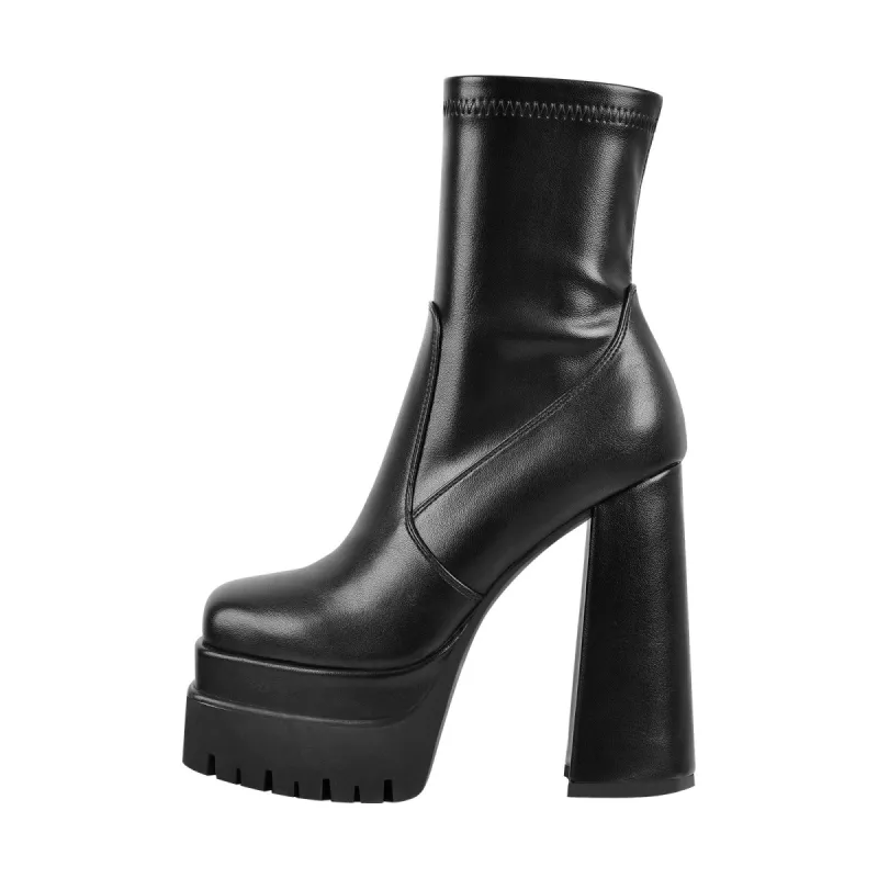Double Platform Zipper Chunky Heel Ankle Boots sold by Onlymaker