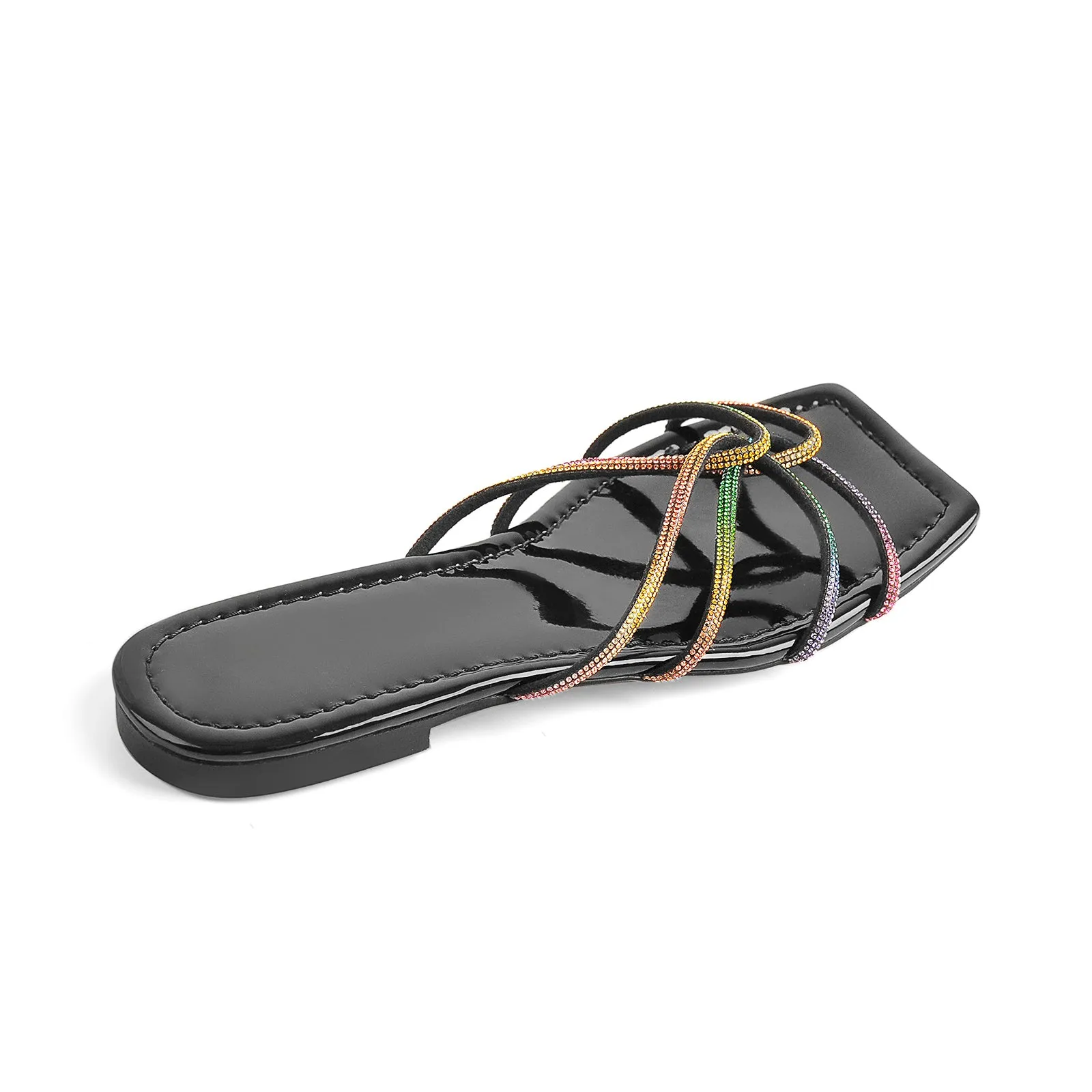 Square Toe Colorful Strap Flat Slipper sold by Onlymaker product image thumbnail 4