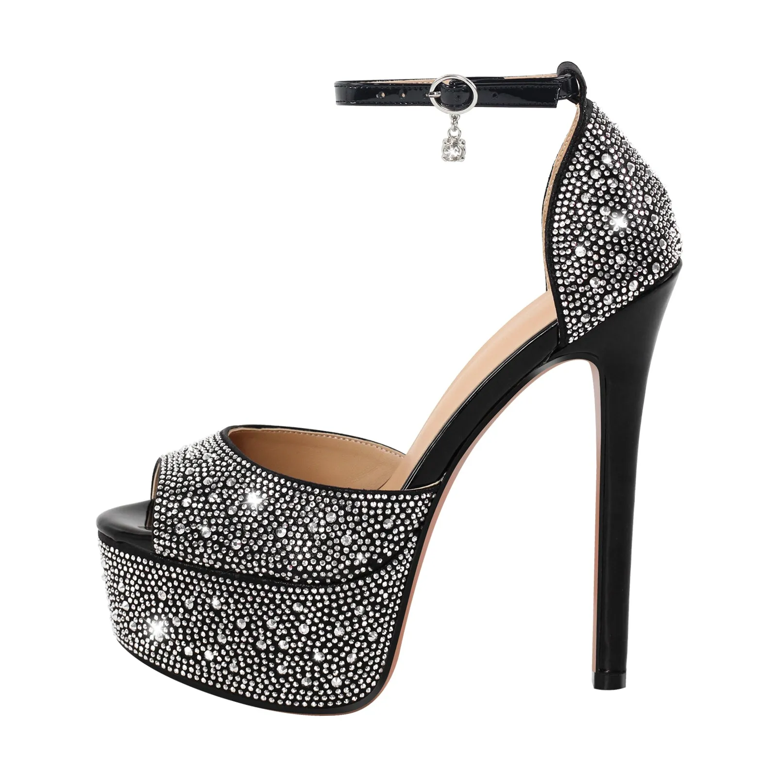 Rhinestone Peep Toe High Heel Platform Sandals sold by Onlymaker