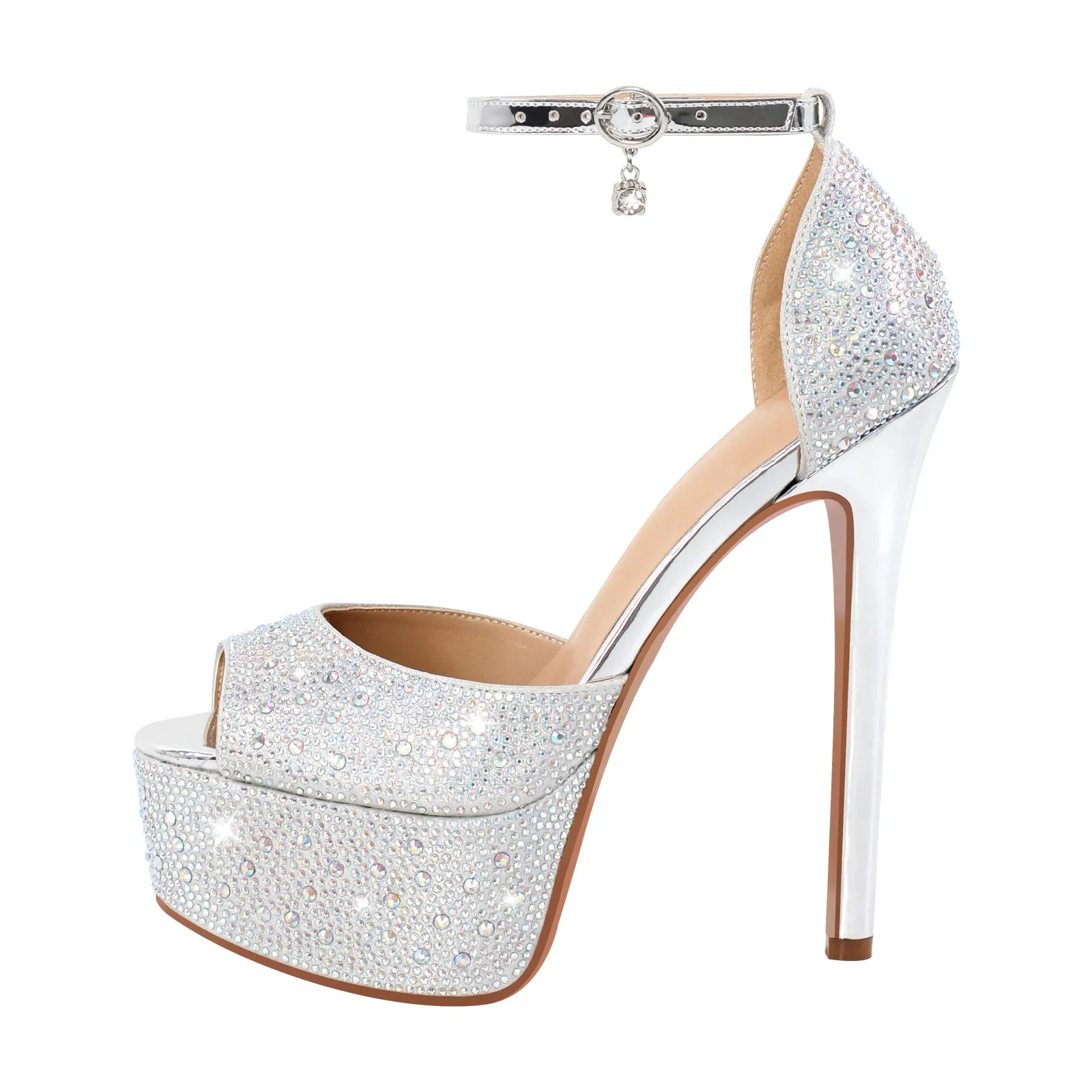 Rhinestone Peep Toe High Heel Platform Sandals sold by Onlymaker product image thumbnail 2