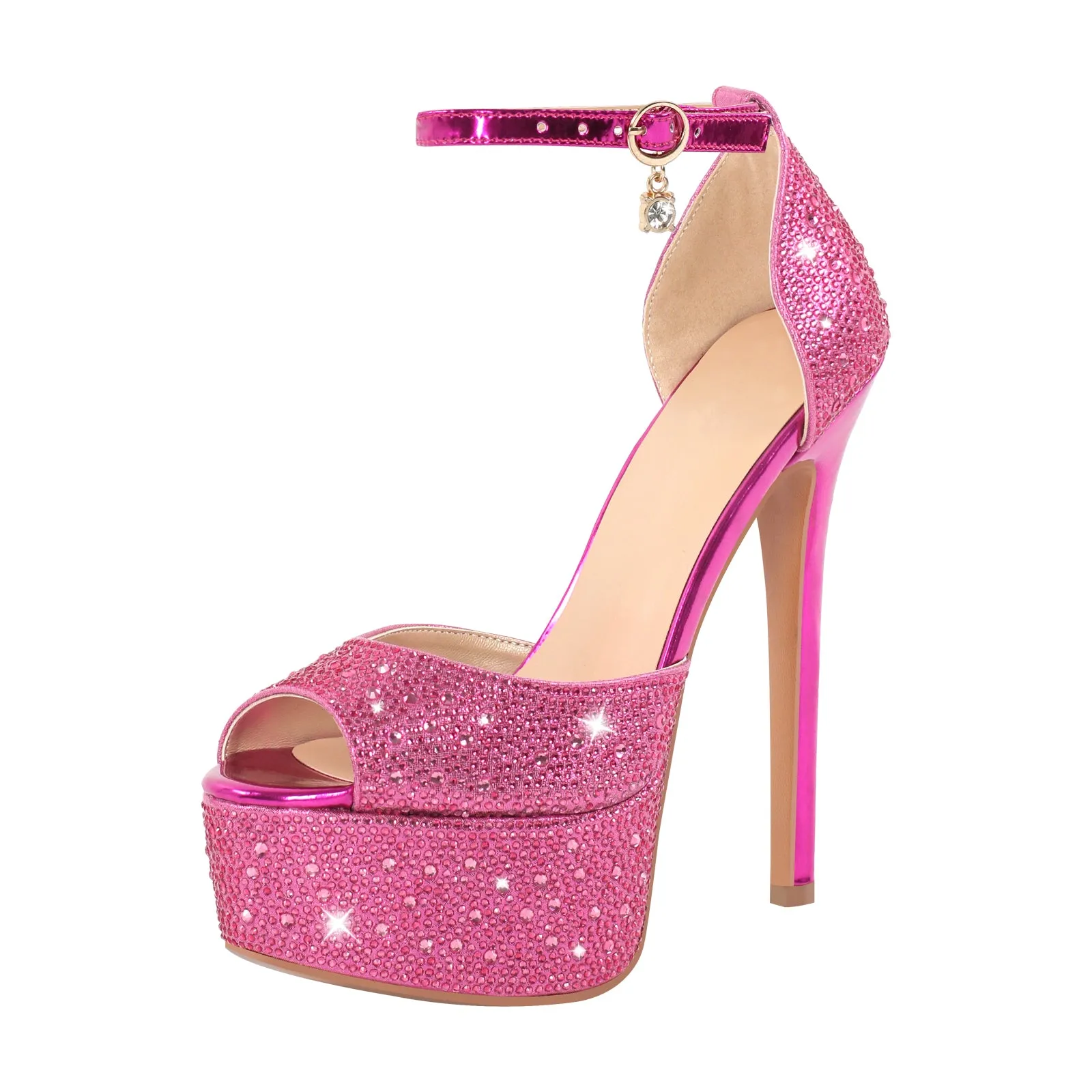 Rhinestone Peep Toe High Heel Platform Sandals sold by Onlymaker product image thumbnail 4