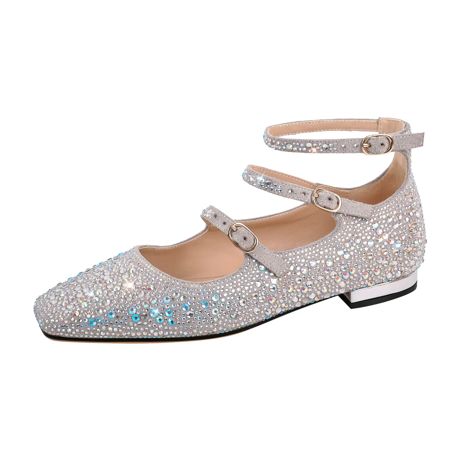Rhinestone Strap Square Toe Buckle Flats sold by Onlymaker product image thumbnail 2