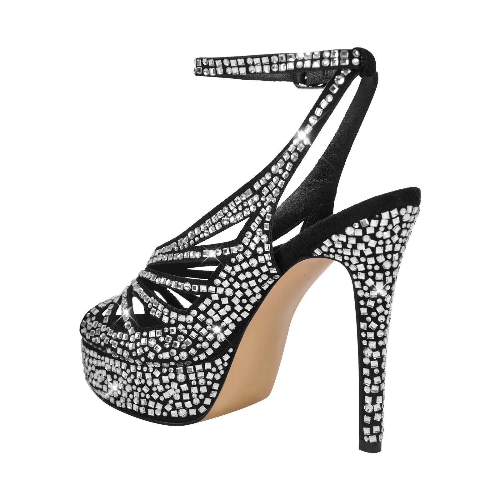Peep Toe Rhinestone High Stiletto Sandals sold by Onlymaker product image thumbnail 4