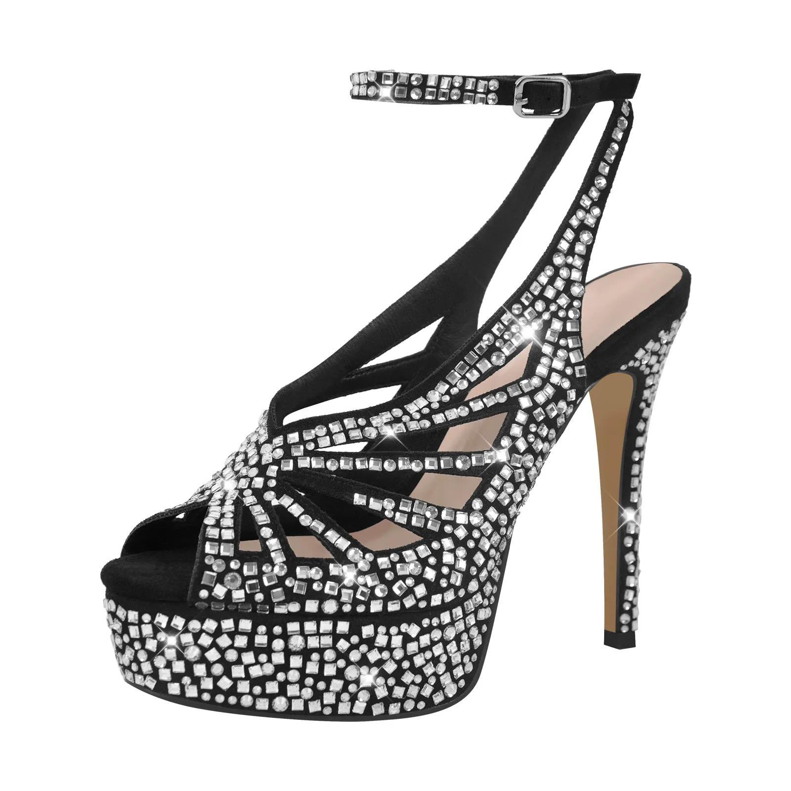 Peep Toe Rhinestone High Stiletto Sandals sold by Onlymaker product image thumbnail 2