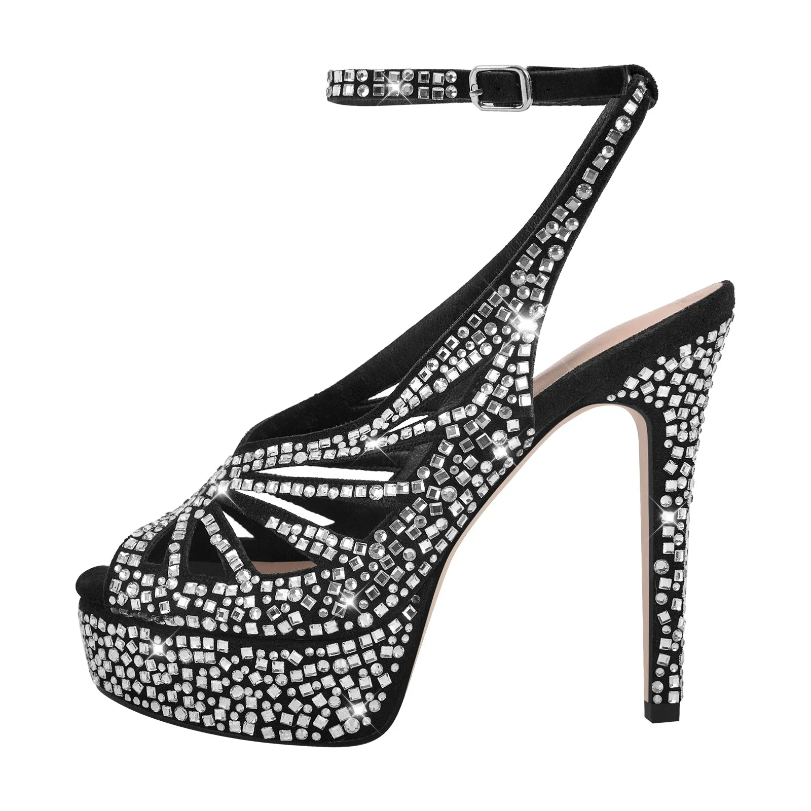 Peep Toe Rhinestone High Stiletto Sandals sold by Onlymaker