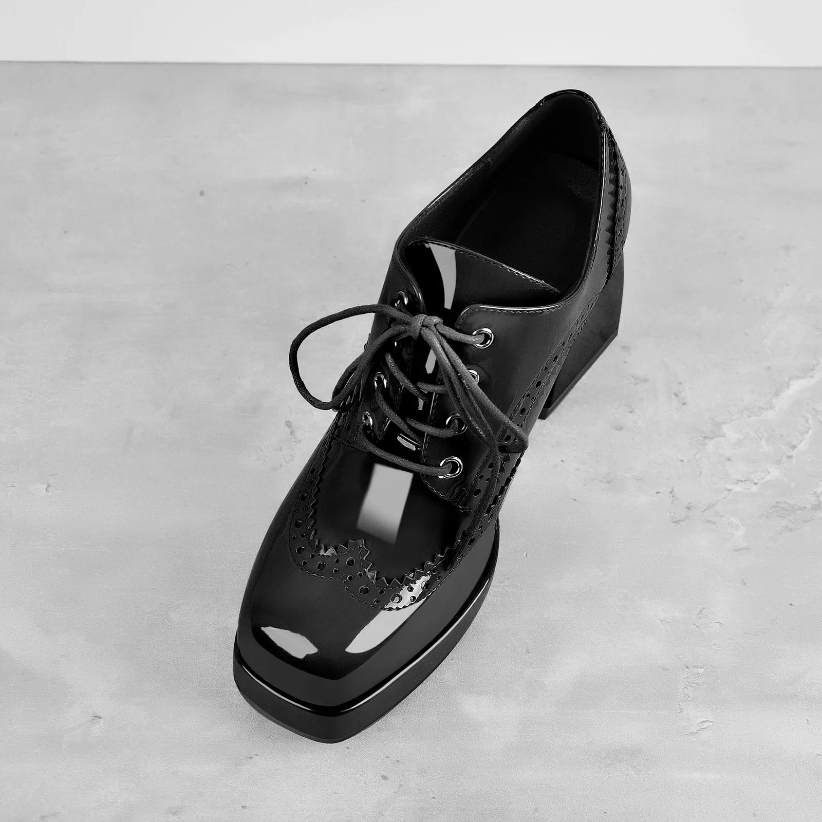 Patent Square Toe Chunky Heel Pumps sold by Onlymaker product image thumbnail 3