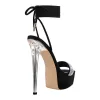 Platform Square Toe Rhinestone Band Lace Up Stiletto Sandals sold by Onlymaker