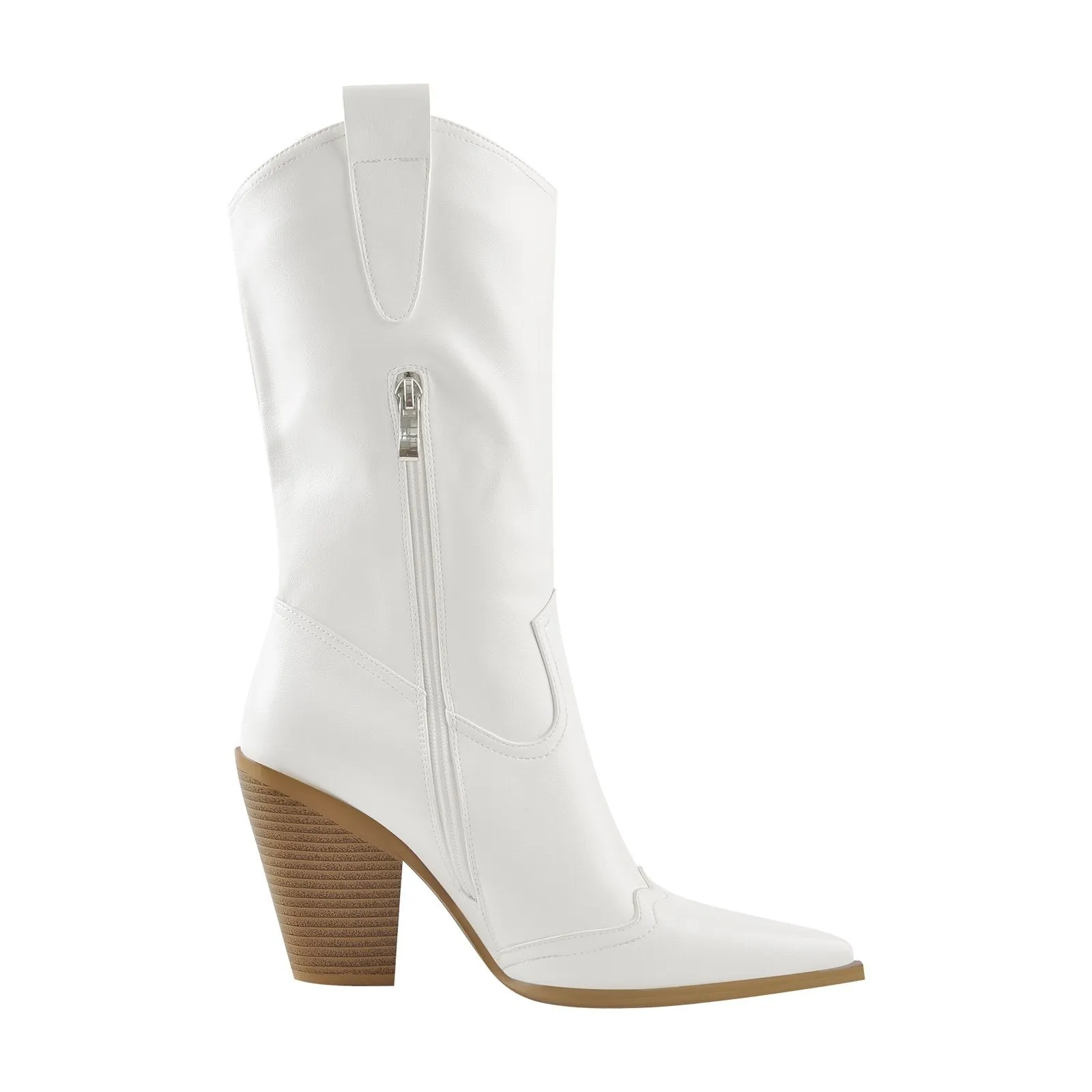 Western Zipper Round Up Mid-Calf Boots sold by Onlymaker product image thumbnail 4