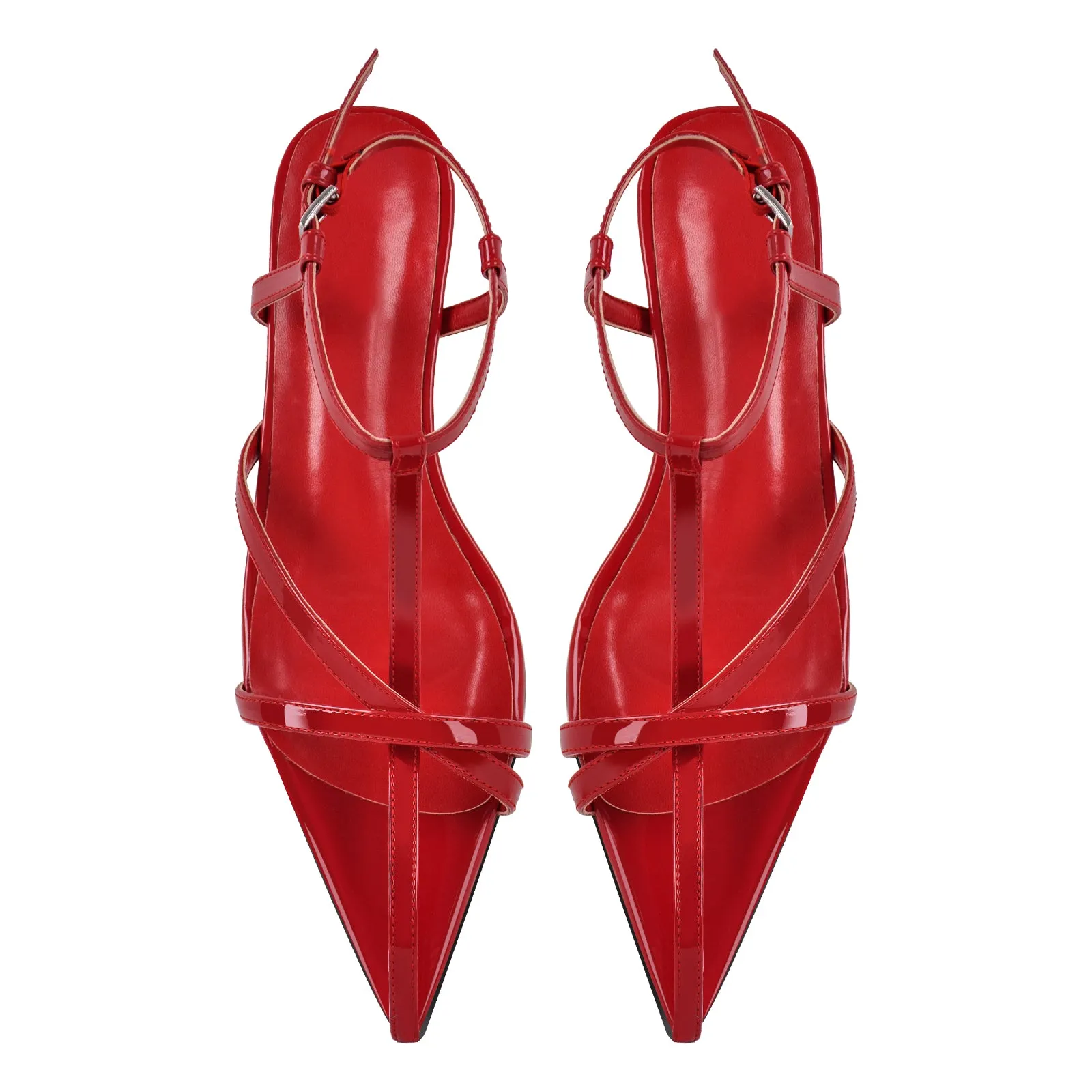 Pointed Toe Red Gladiator Flats sold by Onlymaker product image thumbnail 2