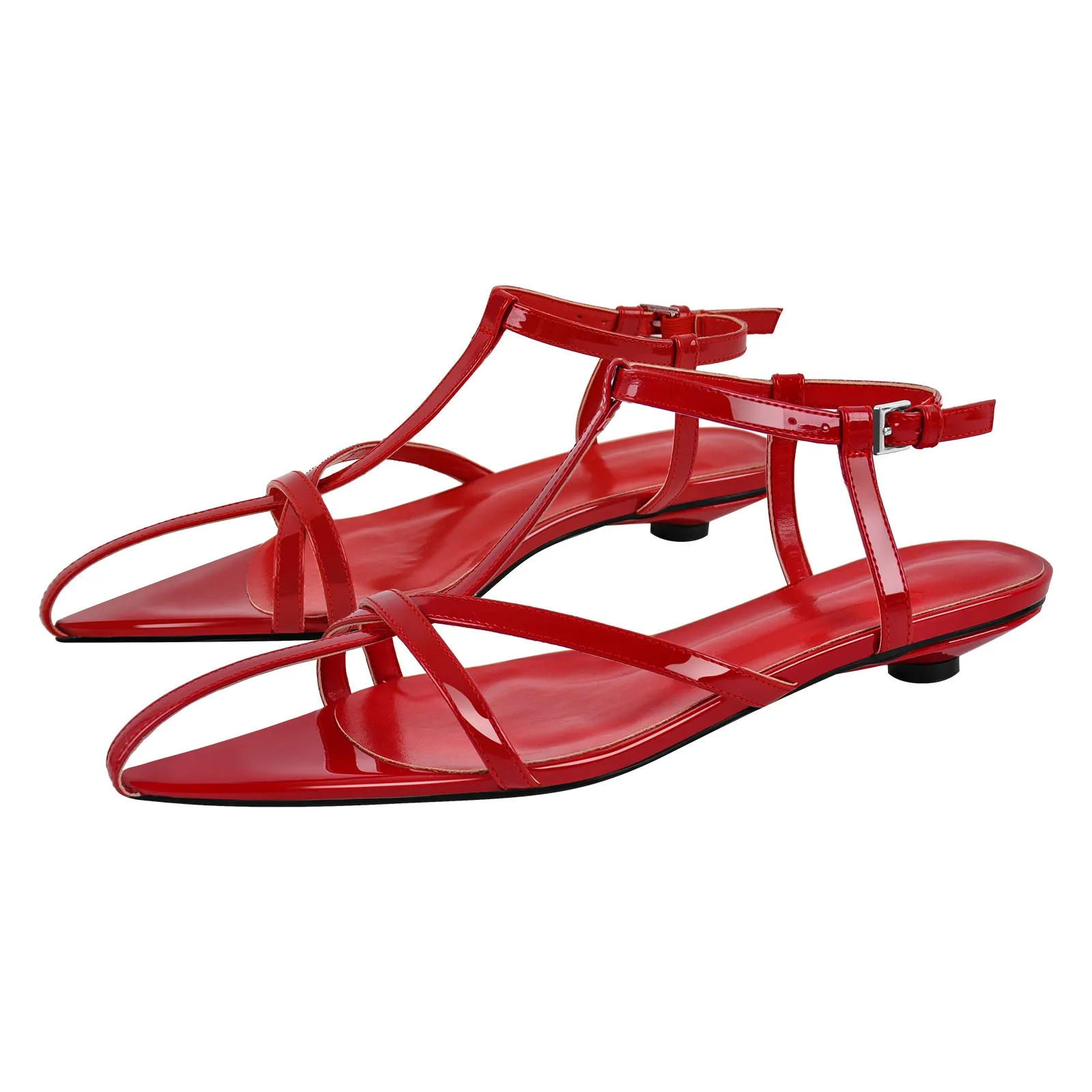 Pointed Toe Red Gladiator Flats sold by Onlymaker