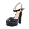Peep Toe Platform Black Chunky High Heel Sandals sold by Onlymaker