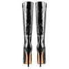 Black Platform Lace-Up Knee High Stiletto Boots sold by Onlymaker