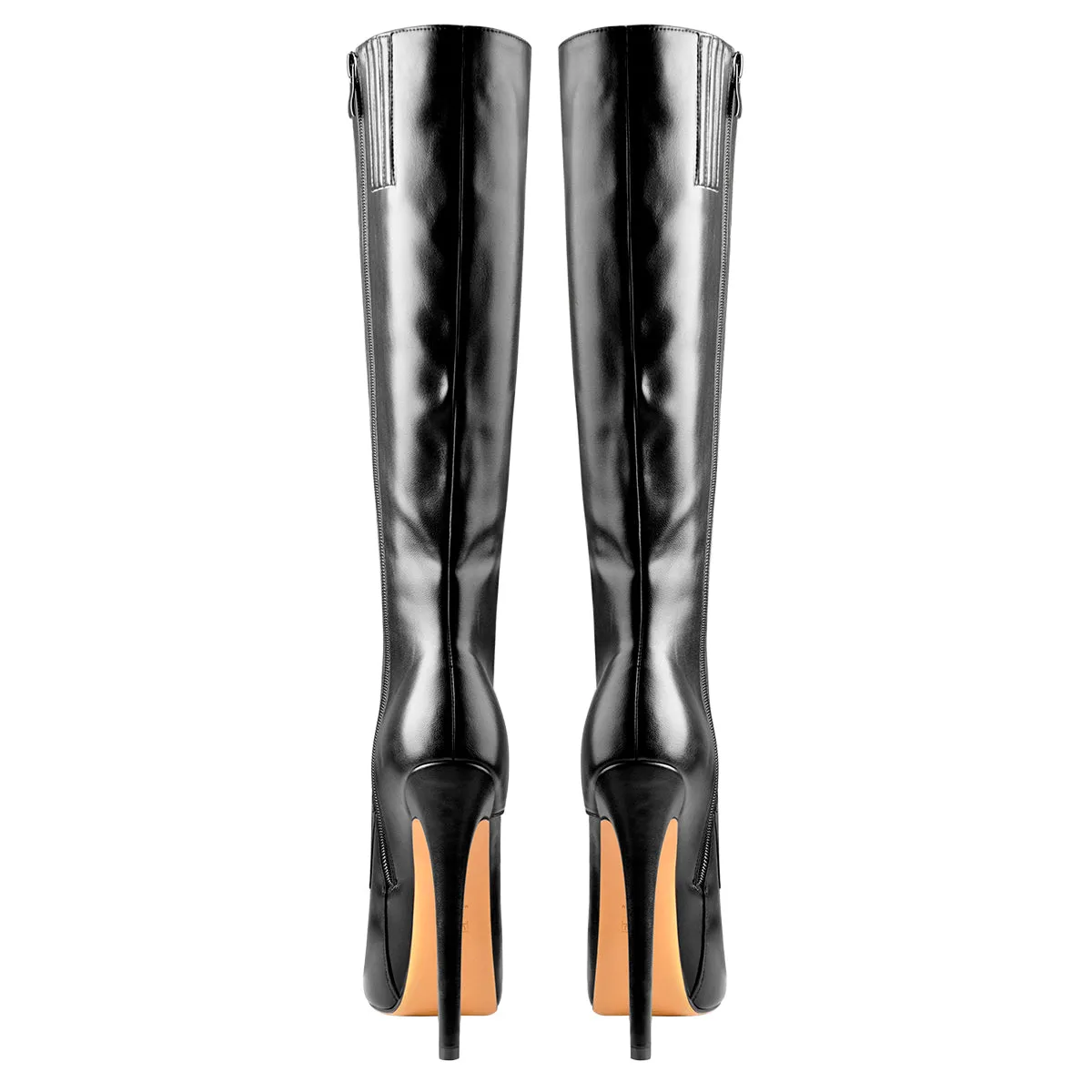 Black Platform Lace-Up Knee High Stiletto Boots sold by Onlymaker product image thumbnail 4