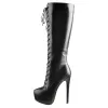 Black Platform Lace-Up Knee High Stiletto Boots sold by Onlymaker