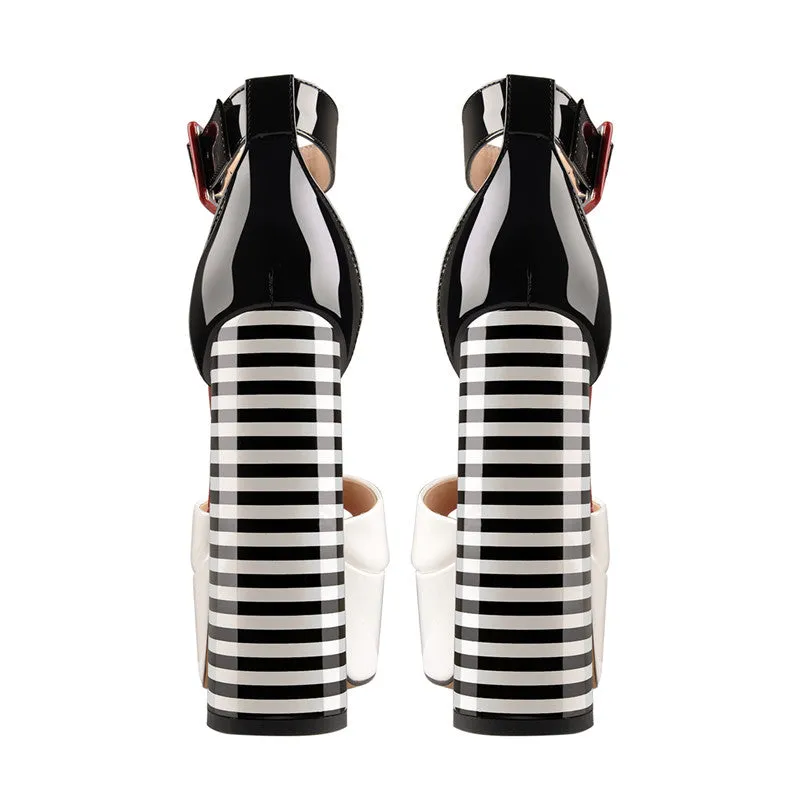 White Platform Peep Toe Ankle Chunky Sandals sold by Onlymaker product image thumbnail 3