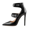 Black Matte Pointed Toe Double Buckle Straps Stiletto Pumps sold by Onlymaker