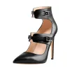 Black Matte Pointed Toe Double Buckle Straps Stiletto Pumps sold by Onlymaker