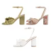 Pleated Bow Cylindrical Chunky Heel Sandals sold by Onlymaker