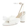 Pleated Bow Cylindrical Chunky Heel Sandals sold by Onlymaker